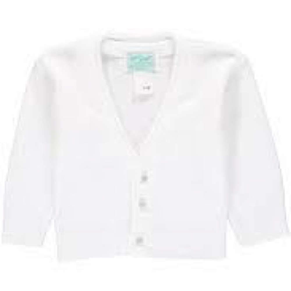 Julius Berger Classic White Baby Cardigan, V Neck | 18m EUC